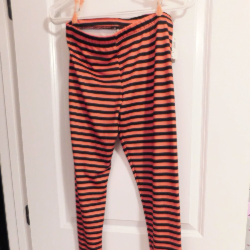 Modern Lux Size Medium Leggings - Halloween Stripes - NWT